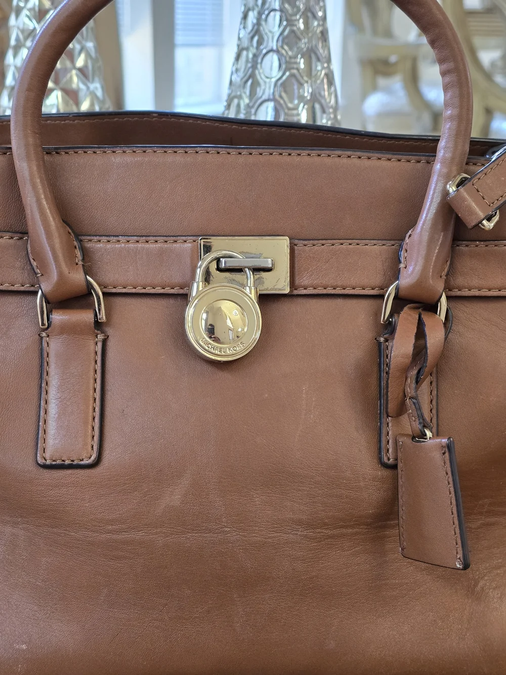 Brown Leather Satchel Handbag - Classic Women's Tote Michael  Kors